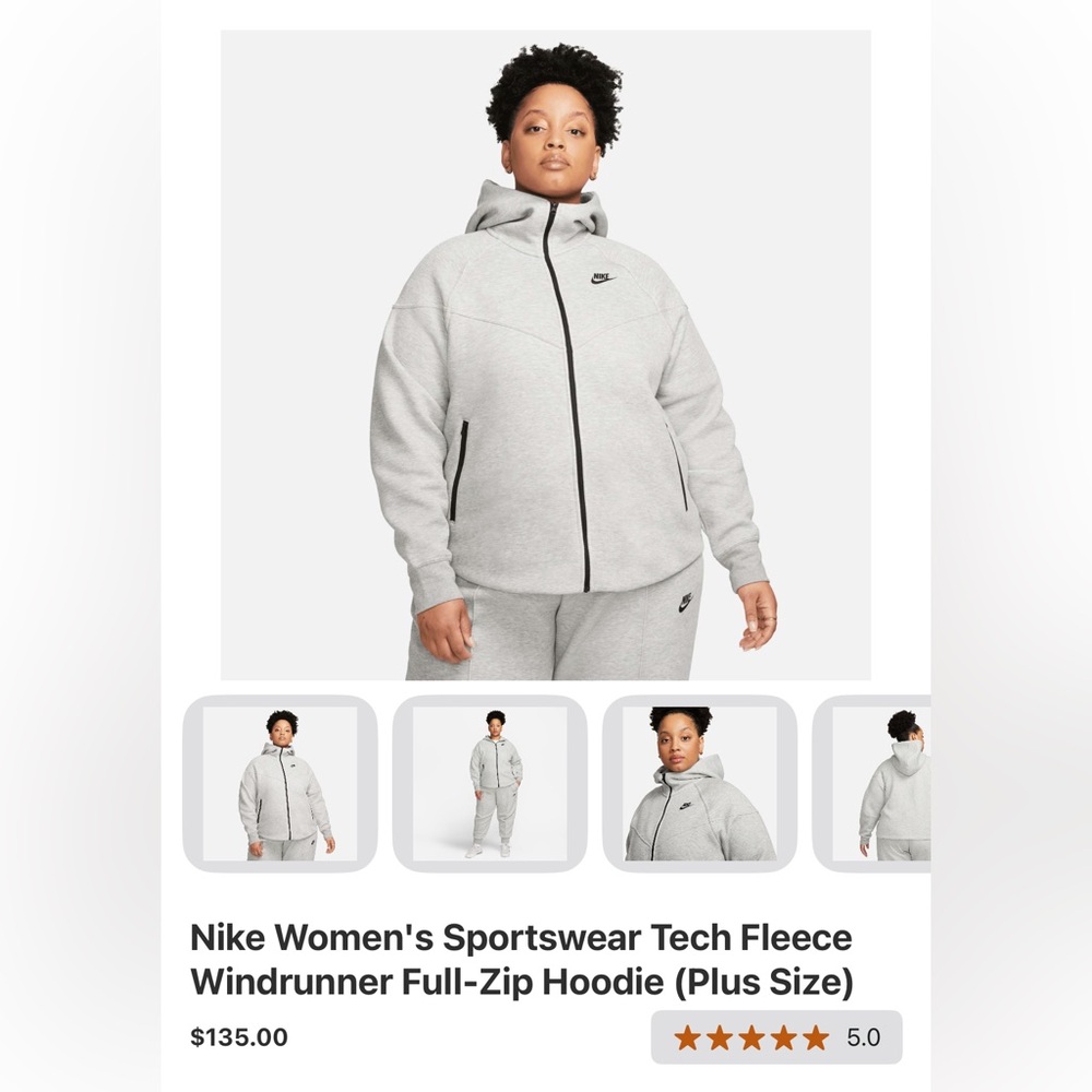 Nike Women's Light Gray Fleece Hoodie and Joggers
